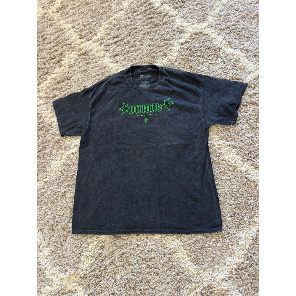 Vitriol Shadows of Oblivion Graphic Tee Washed Black Neon Green XL